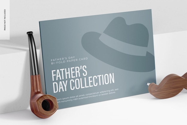 Fathers Day Bifold Paper Card Mockup, Perspective