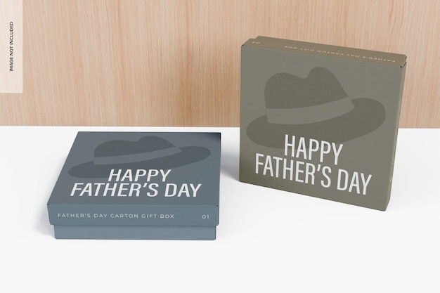 Fathers Day Carton Gift Boxes Mockup, Front View