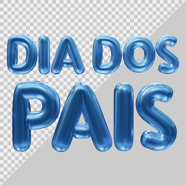 Fathers day dia dos pais text with 3d modern style