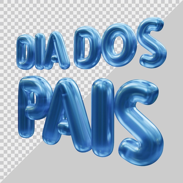 Fathers day dia dos pais text with 3d modern style