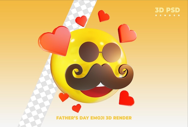 Fathers day emoji with love 3d render icon badge isolated