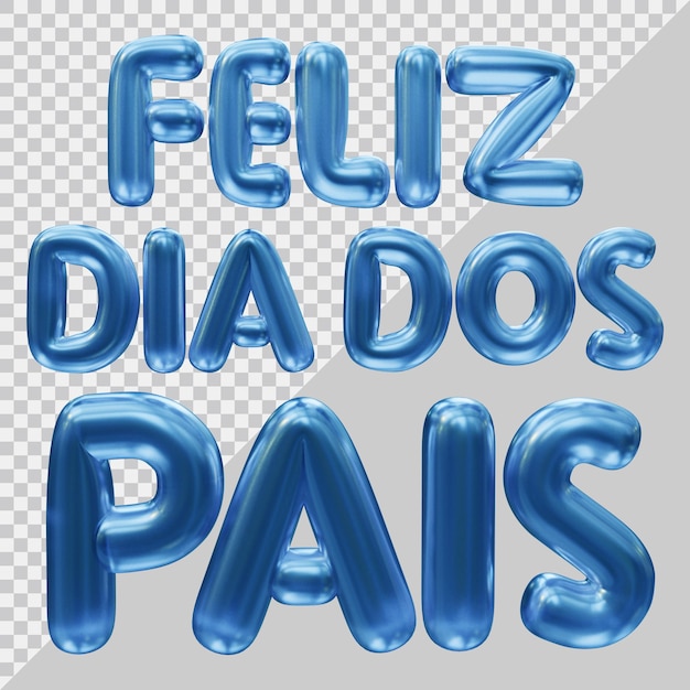 Fathers day feliz dia dos pais text in brazil with 3d modern style