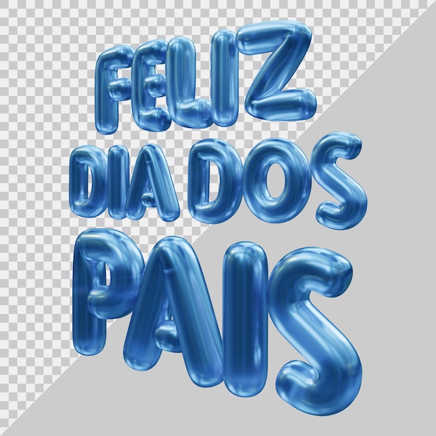 Fathers day feliz dia dos pais text in brazil with 3d modern style