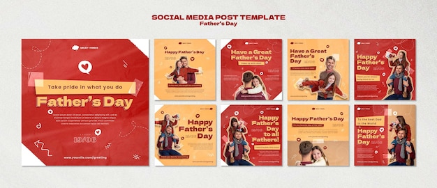 Fathers day instagram posts collection with hearts