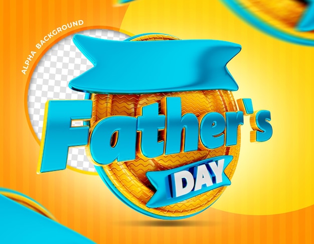 Fathers day logo 3d render