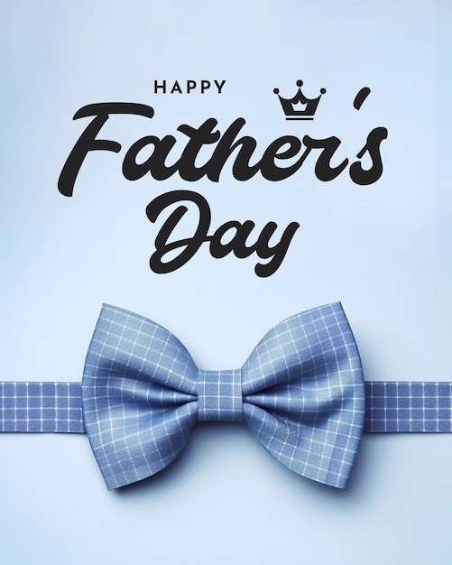 Fathers Day poster or banner template with necktie and gift box on blue background