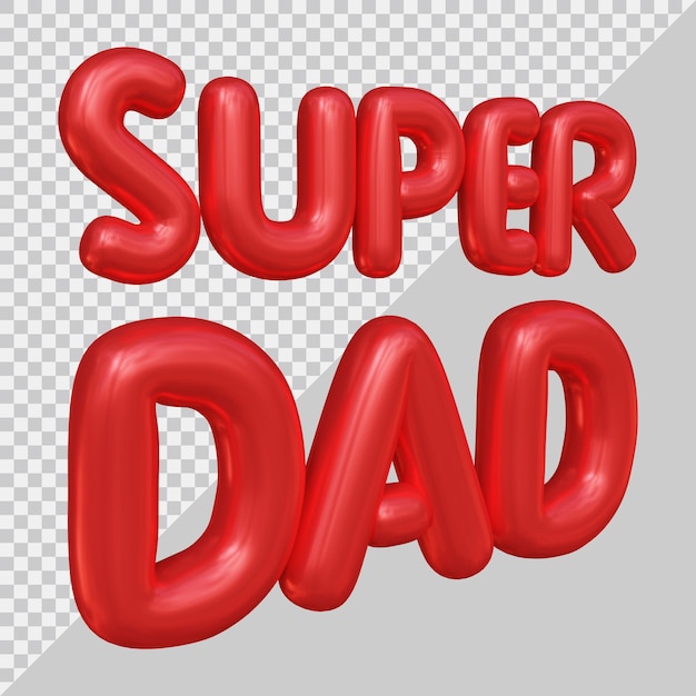 Fathers day super dad text with 3d modern style