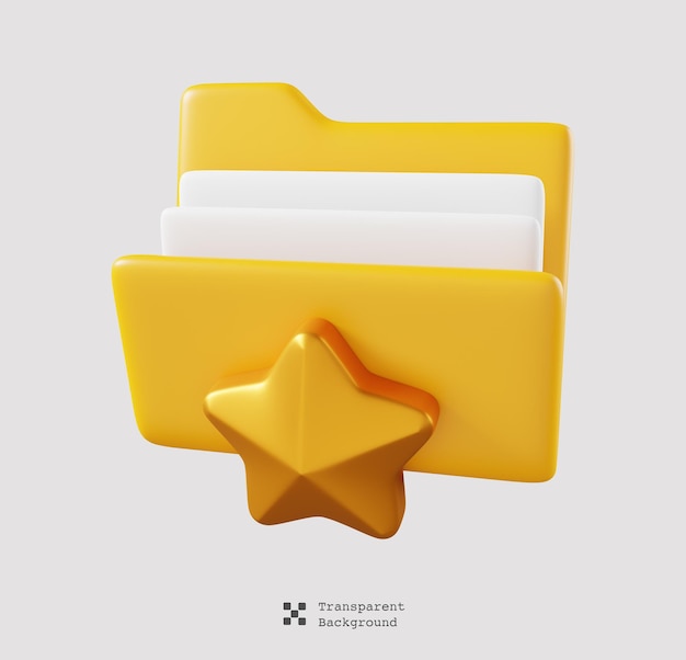 Favorite management media folder isolated. File folder cute minimal icon concept. 3D render