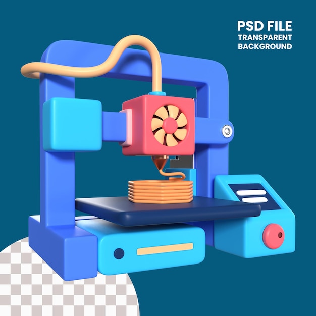 PSD fdm 3d printer 3d illustration icon