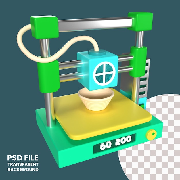 PSD fdm 3d printer 3d illustration icon