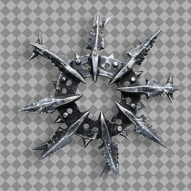 Fearsome Spiked Steel Caltrops Featuring a Menacing Design M PNG Game Asset on Clean Background