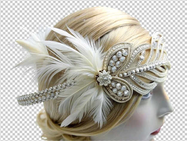 PSD feather and crystal flapper hairband