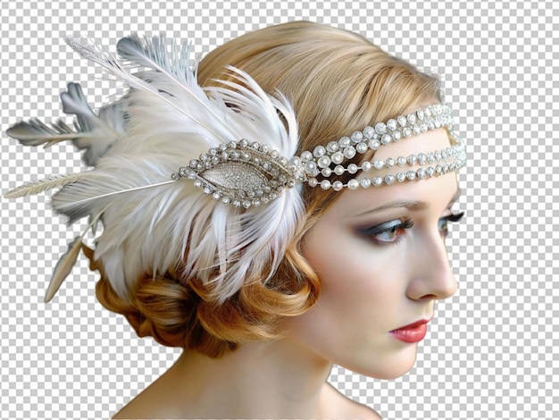 PSD feather and crystal flapper hairband