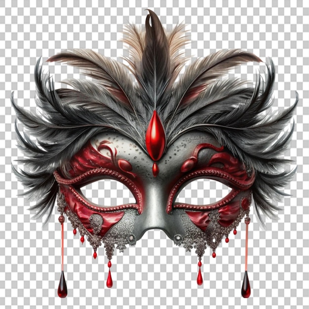 PSD feather eye mask elegant and mysterious adorned on transparent background