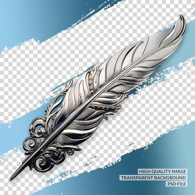 feather pen 3D PNG clipart transparent isolated background