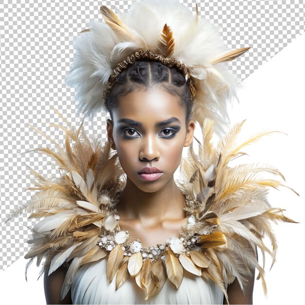 feathers adorn a fashionable lady on transparent background