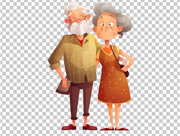 PSD features happy grandparents isolated against a transparent background