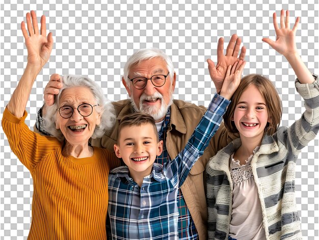 features happy grandparents isolated against a transparent background