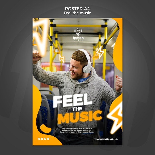 Feel the music concept poster template