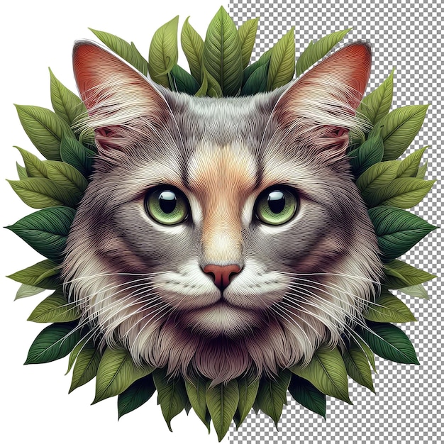 PSD feline elegance seamless 3d cat illustration on transparent background