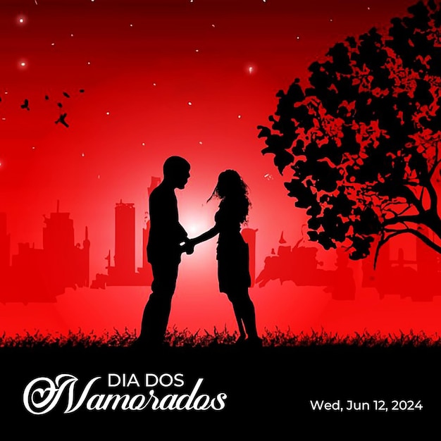 PSD feliz dia dos namorados happy valentines day in brazilian portuguese background with red loving he