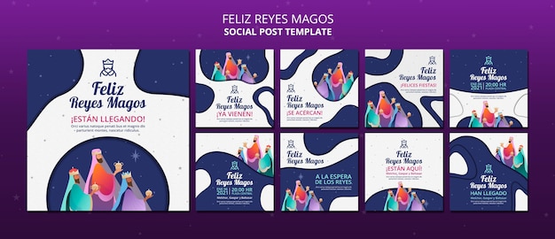 Feliz reyes magos social media post template