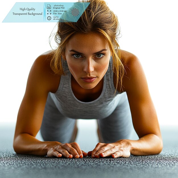 PSD female athlete in starting position preparing to start on a transparent background