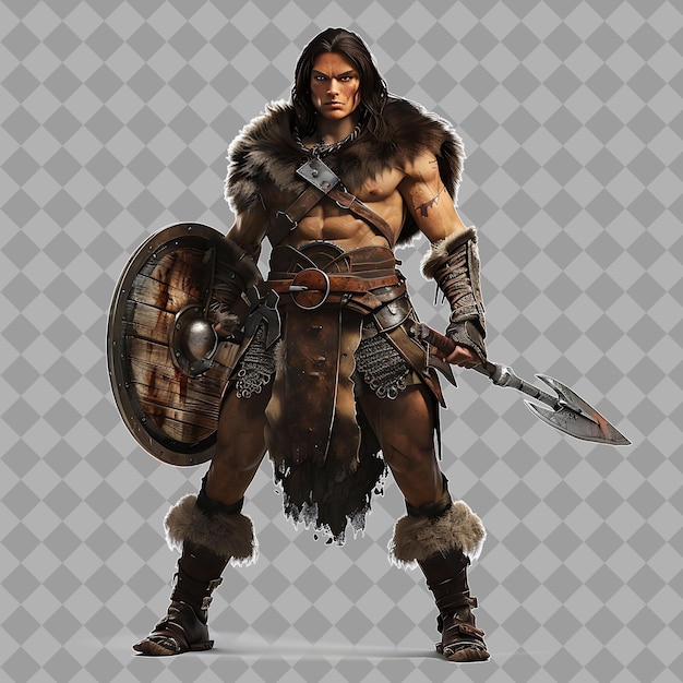 Female Barbarian Conan the Barbarian Style Warrior With Powe Isolated High Quality Character Render