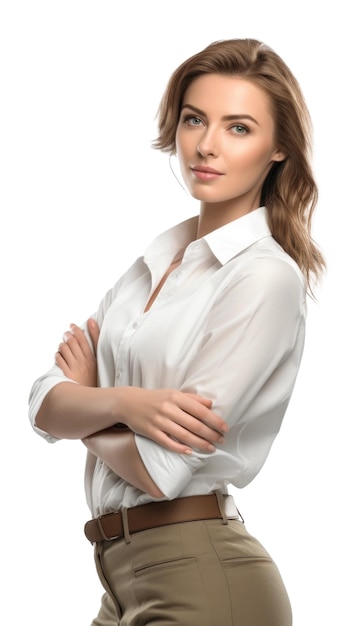 Female Caucasian Model Posing Isolated on Transparent Background