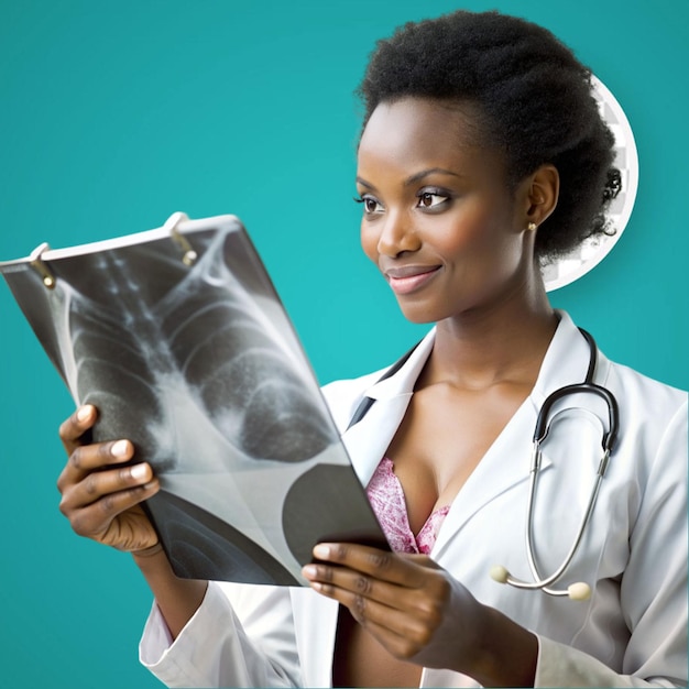 female doctor looking at Xrays