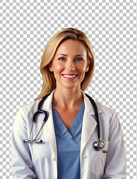 a female doctor with a stethoscope on her neck