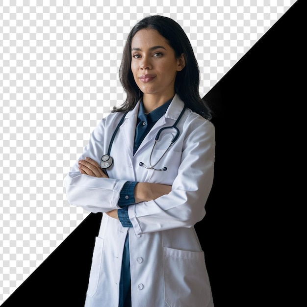 female doctor With stethoscope white coat png