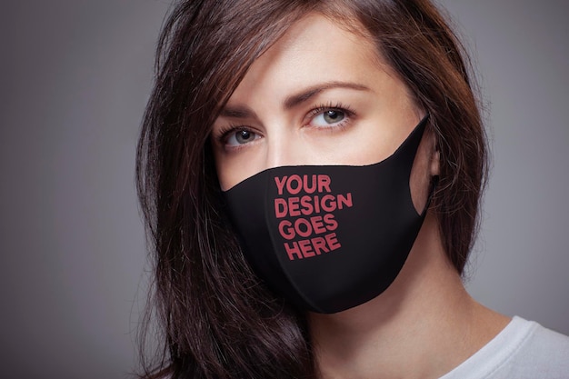 PSD female face mask mockup female face mask template