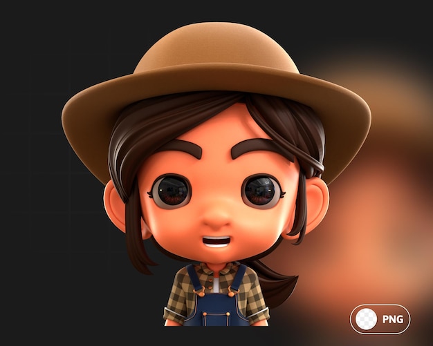 Female Farmer 3D Avatar Illustration