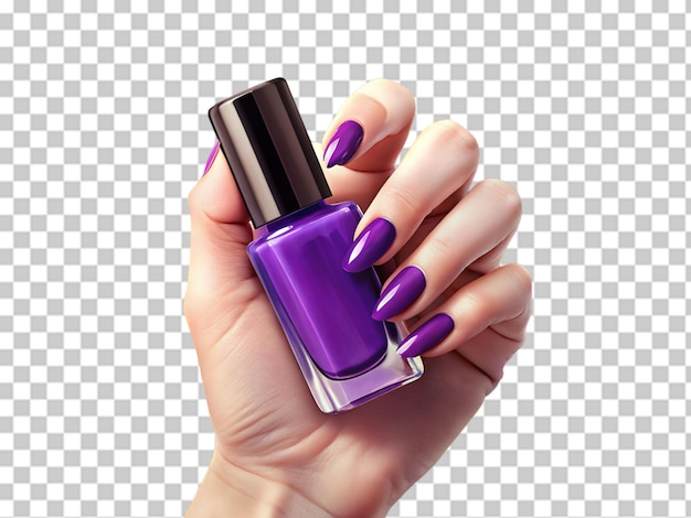 PSD female hand holding purple nail polish bottle