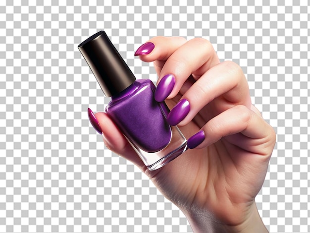 PSD female hand holding purple nail polish bottle