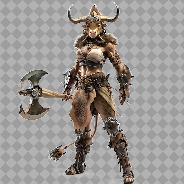 Female Minotaur Greek Mythology Style Creature With Half Hum Isolated High Quality Character Render