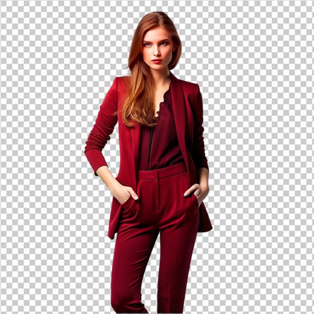 PSD female model in red outfits png