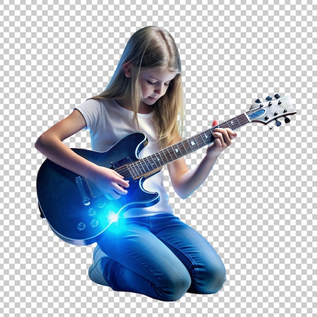 PSD female musician playing guitar