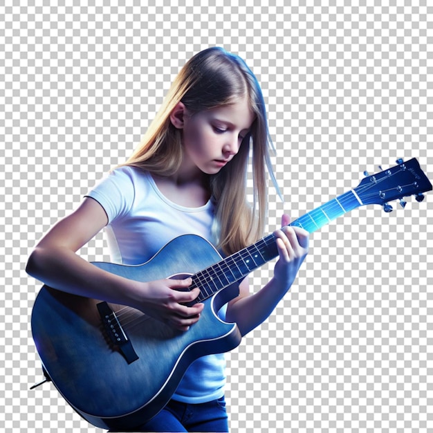 Female musician playing guitar