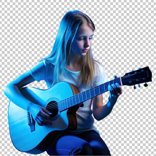 PSD female musician playing guitar