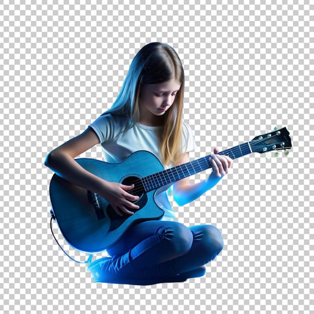 Female musician playing guitar