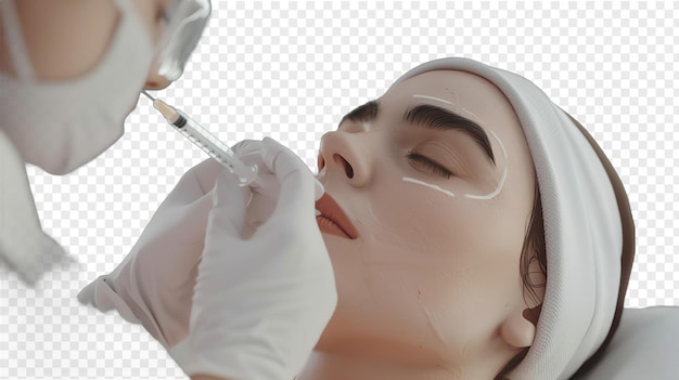 a female nurse is using a syringe to make a injection