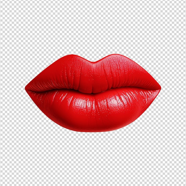 Female red lips cut out on transparent background