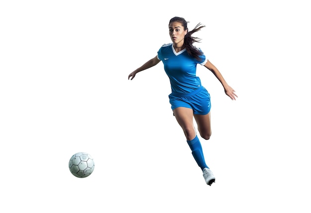 Female soccer player isolated