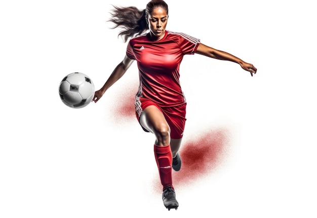 Female soccer player isolated