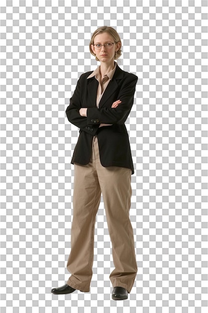 PSD female teacher alone on transparent background