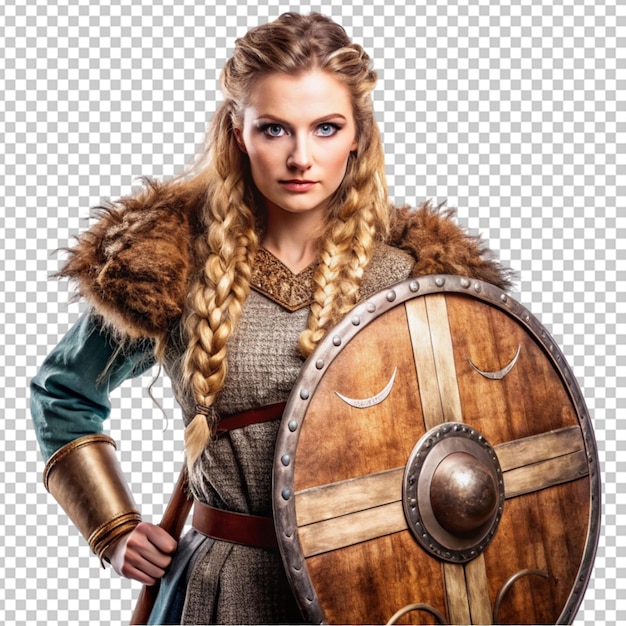 PSD female viking shieldmaiden transparent background