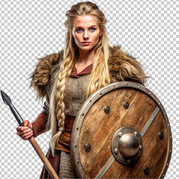 PSD female viking shieldmaiden transparent background