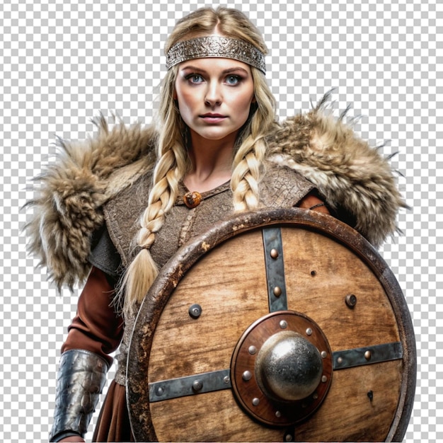 PSD female viking shieldmaiden transparent background